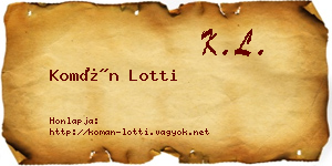 Komán Lotti névjegykártya